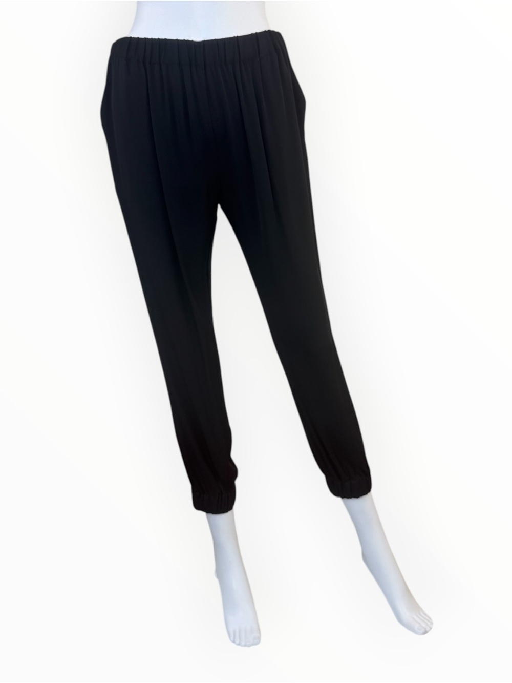 MILLY Black 100% Silk Cropped Joggers Size S Q1034